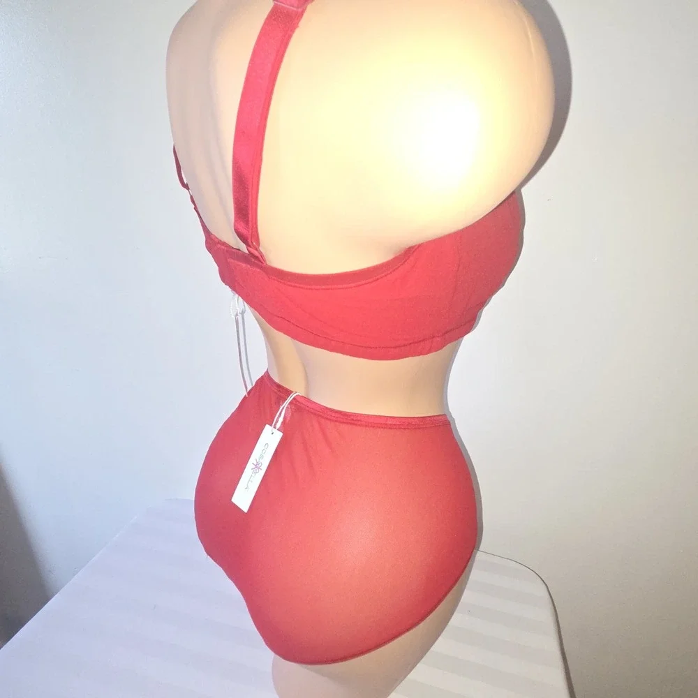 Cosabella Soire Confidence Extended Mystic Red‎ Mesh Bralette & Boyshort Set 2X